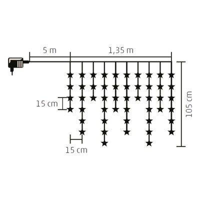 Perdea lumini stele cu LED, alb cald - KAF 50L/WW